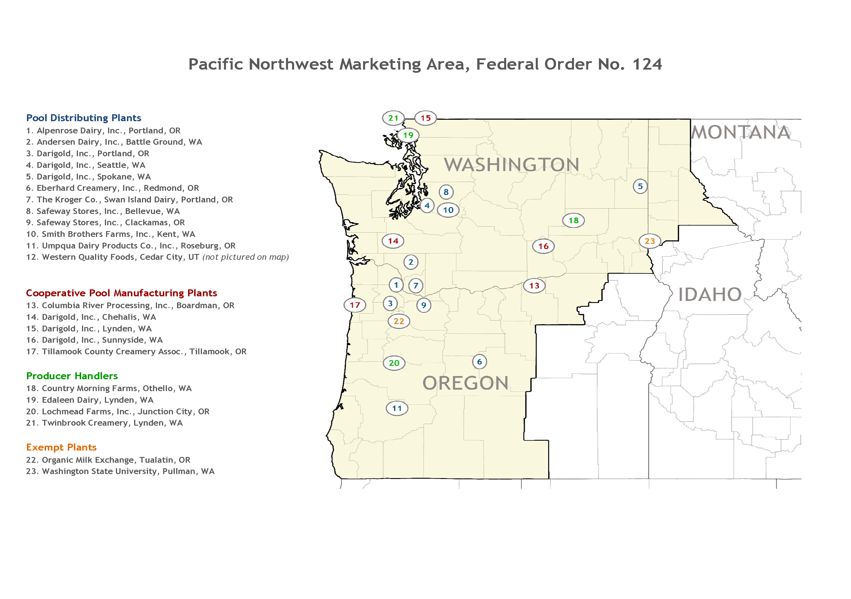 Pacific Northwest Plant Locations